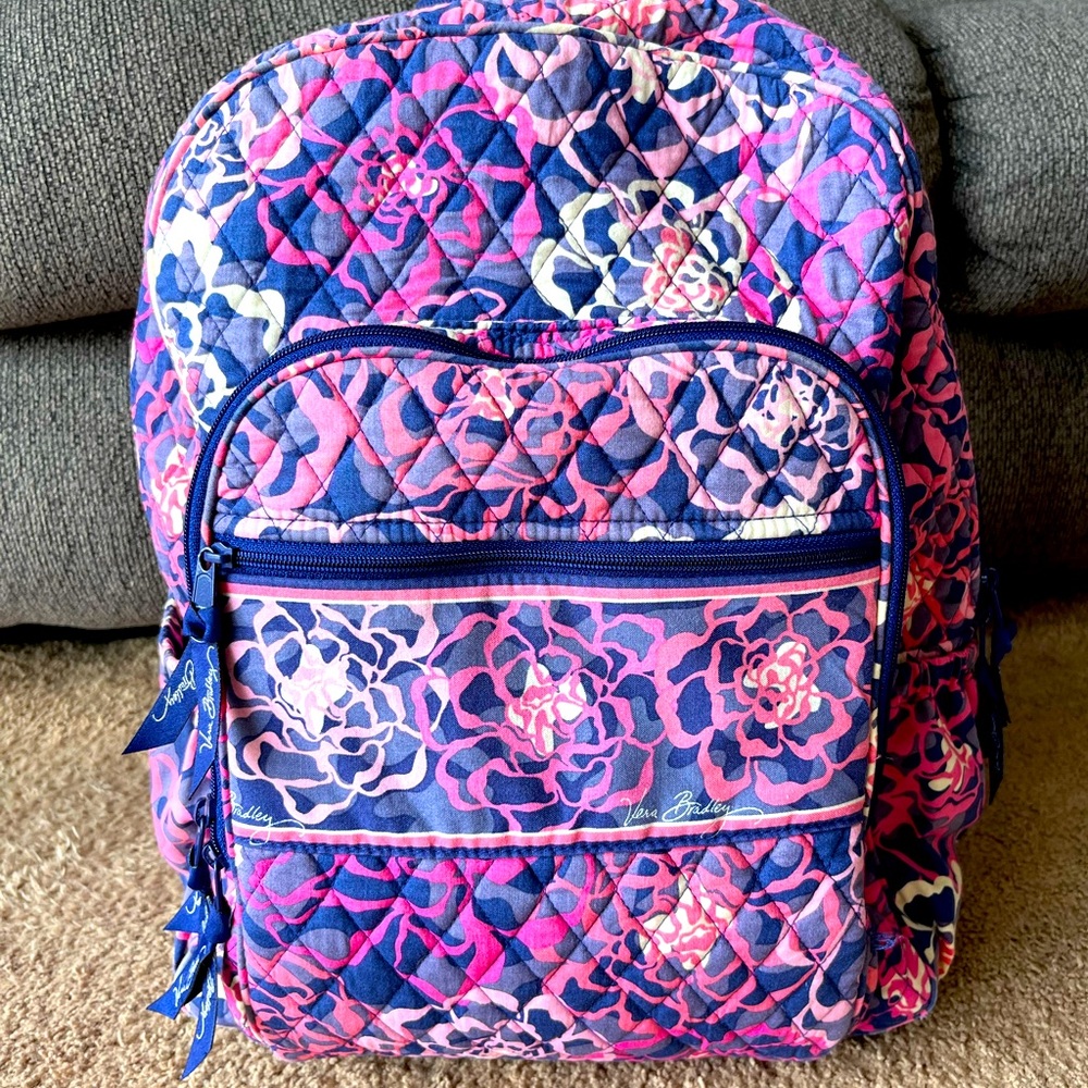 Vera Bradley Cotton Campus Backpack - RETIRED Katalina Pink pattern